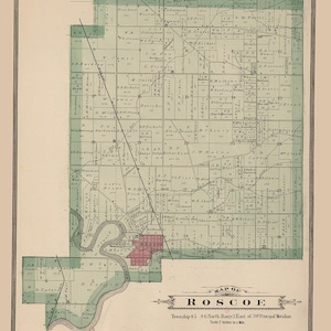 1886 Map of Roscoe Township Winnebago County Illinois