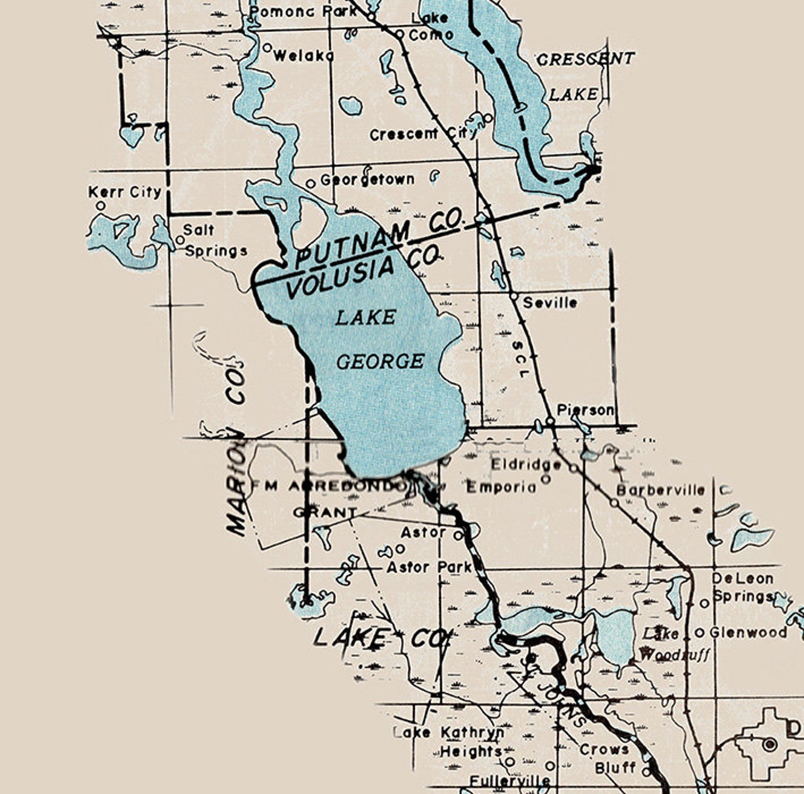 Map of the Saint Johns River Florida Etsy