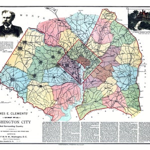 Carte 1891 de Washington DC District de Columbia