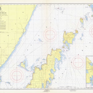1957 Seekarte von Green Bay Point Detour nach Baileys Hafen Door County Wisconsin