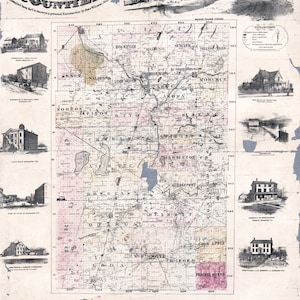1860 Map of Iroquois and Kankakee County Illinois