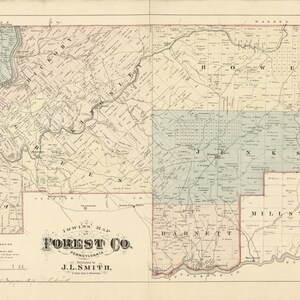 1876 Landkarte von Forest County Pennsylvania