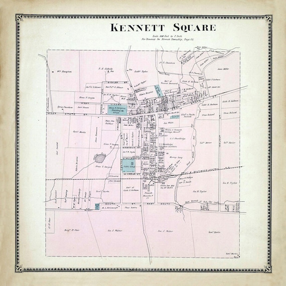 1873 Town Map of Kennett Square Chester County Pennsylvania - Etsy