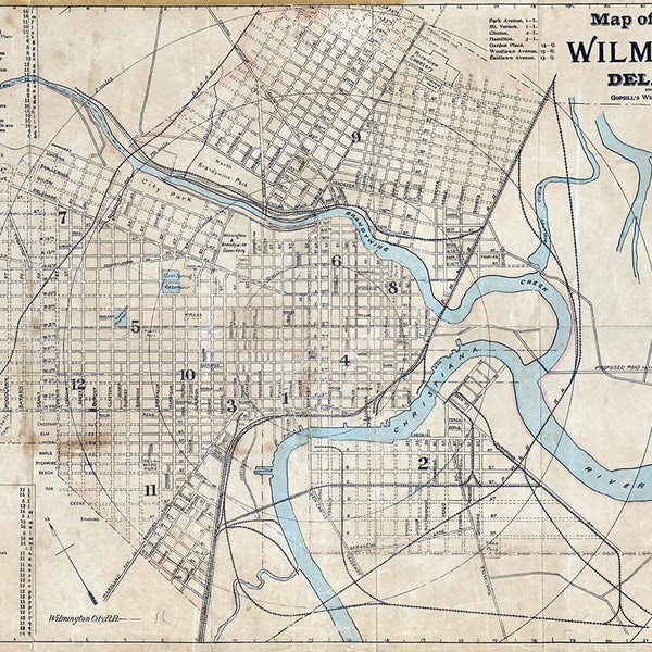 1898 Map of the City of Wilmington Delaware