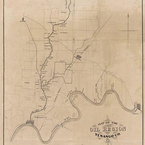 1864-Karte der Ölregion Venango County in Pennsylvania