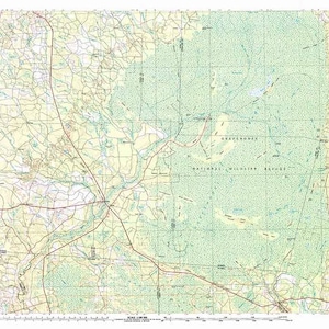 Topokaart uit 1980 van Okefenokee-moeras, Georgia, Florida