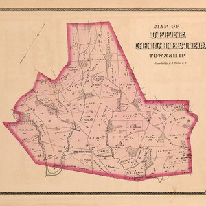 1875 Map of Upper Chichester Township Delaware County Pennsylvania