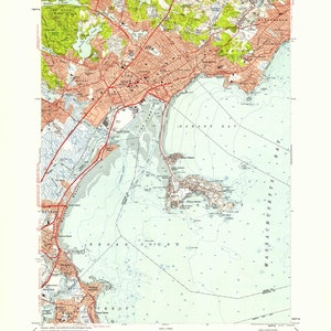 1957 Topo Map of Lynn Massachusetts Quadrangle