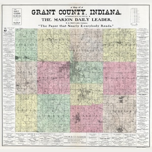 1903 Farm Line Map of Grant County Indiana