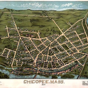 1878 Panoramakarte Chicopee Massachusetts