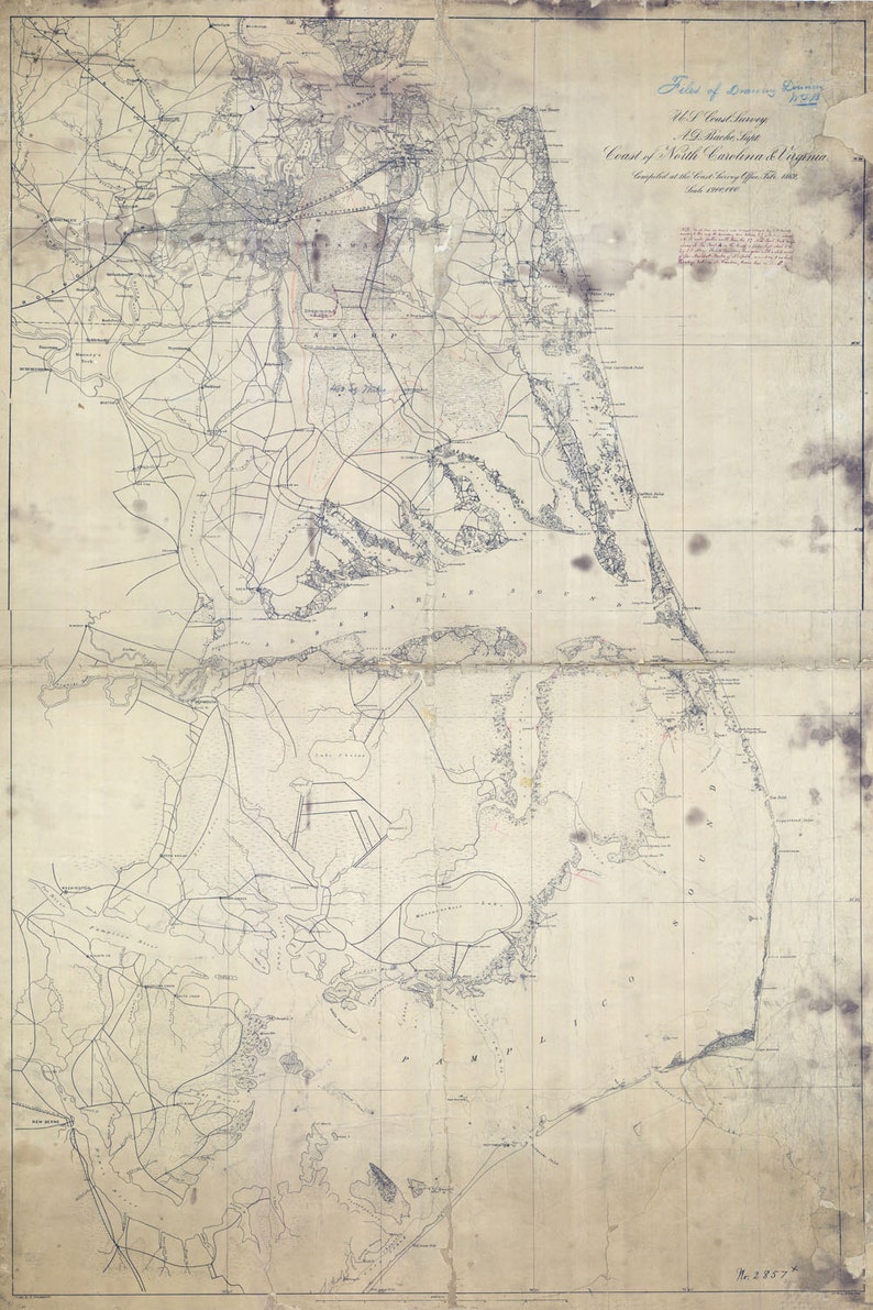 1862 Map of North Carolina and Virginia Coast Etsy