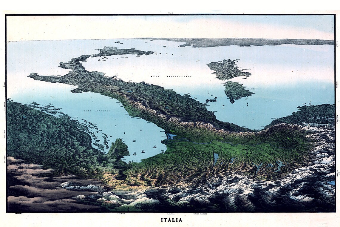 1800s Panoramic Map of Italy - Etsy