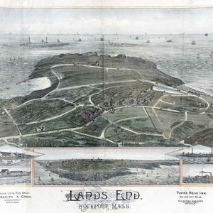 1880 Panorama-Karte von Lands End Rockport Massachusetts