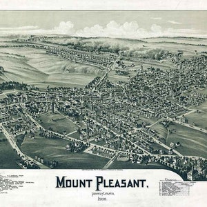 Carte panoramique 1900 de Mount Pleasant en Pennsylvanie