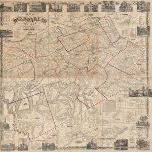 1856 Map of Delaware County New York
