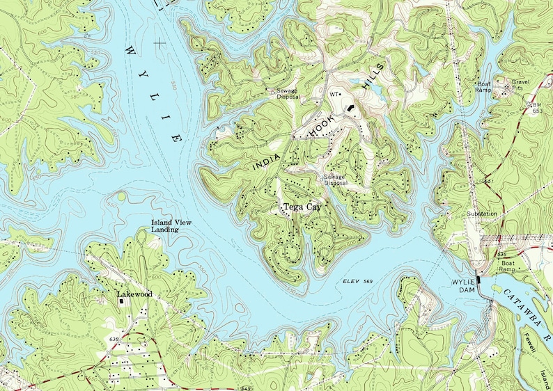 1973 Map of Lake Wylie South Carolina Etsy