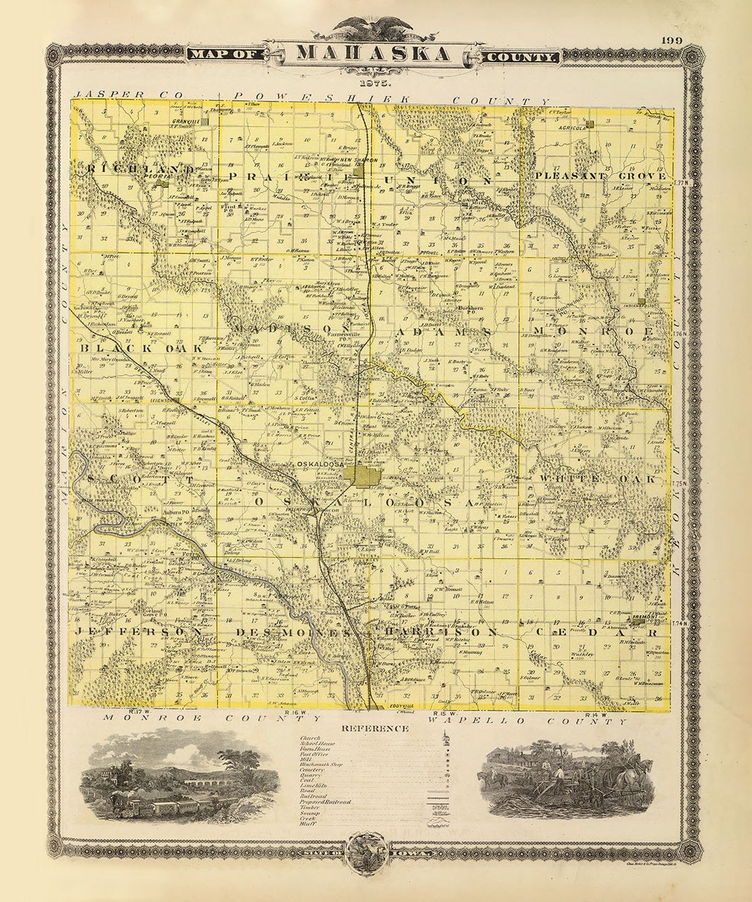 1875 Map of Mahaska County Iowa Etsy