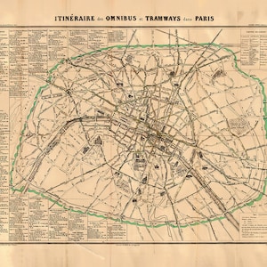 Mapa Paryża Francja 1882