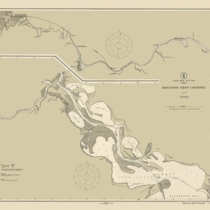 1911 Mappa del canale navale di Houston Texas