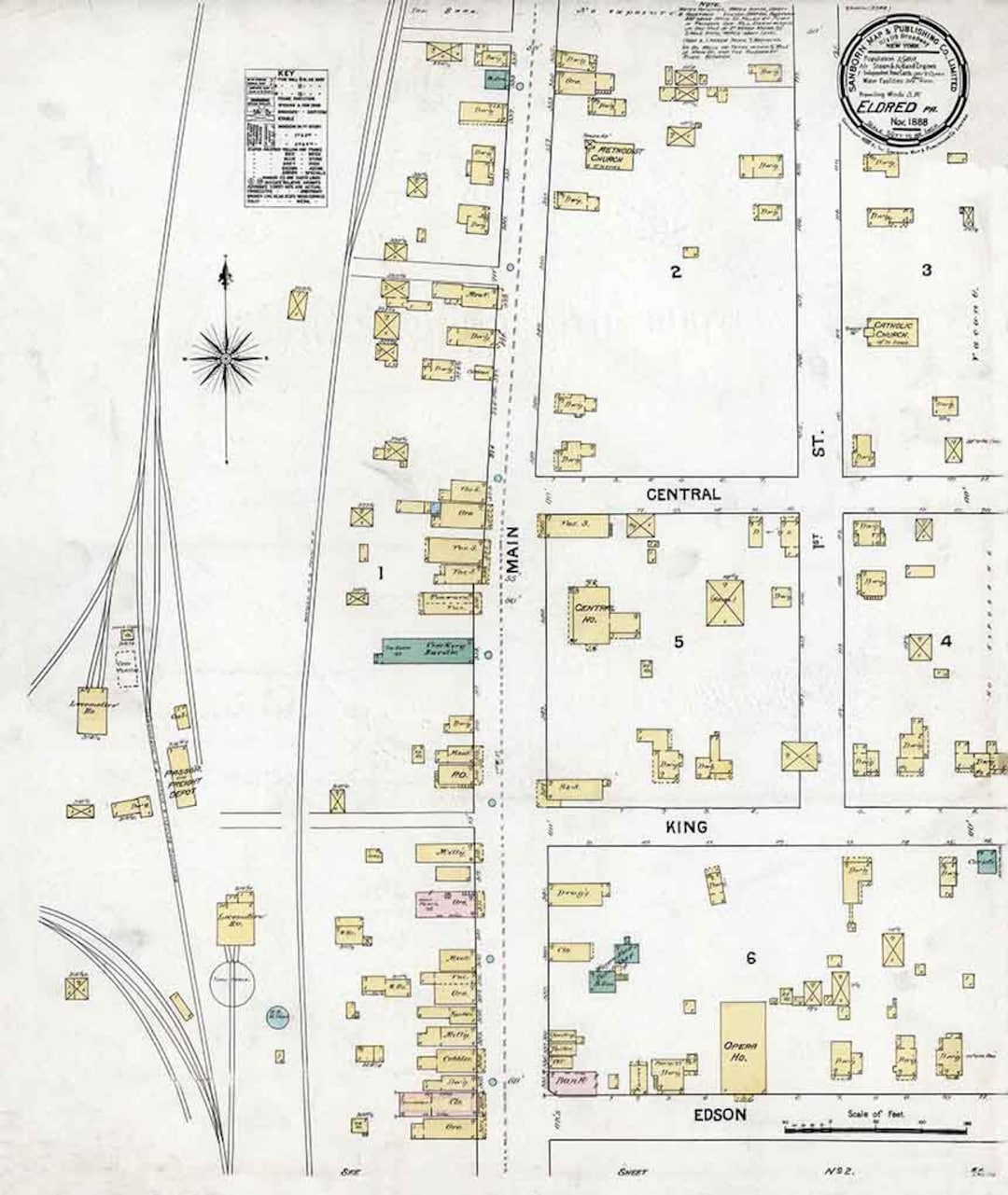 1888 Town Map of Eldred Mckean County Pennsylvania Etsy