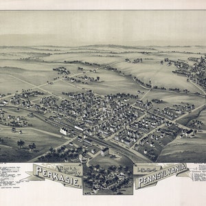 1894 Panorama-Karte von Perkasie Bucks County, Pennsylvania