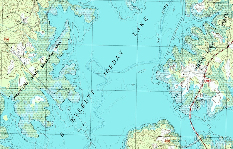 1993 Map of Jordan Lake North Carolina Etsy