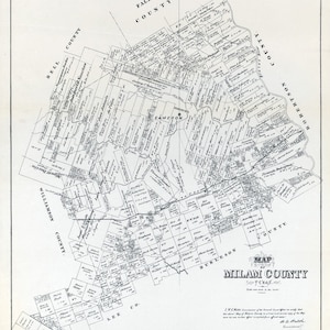 1879 Farm Line Map du comté de Milam au Texas