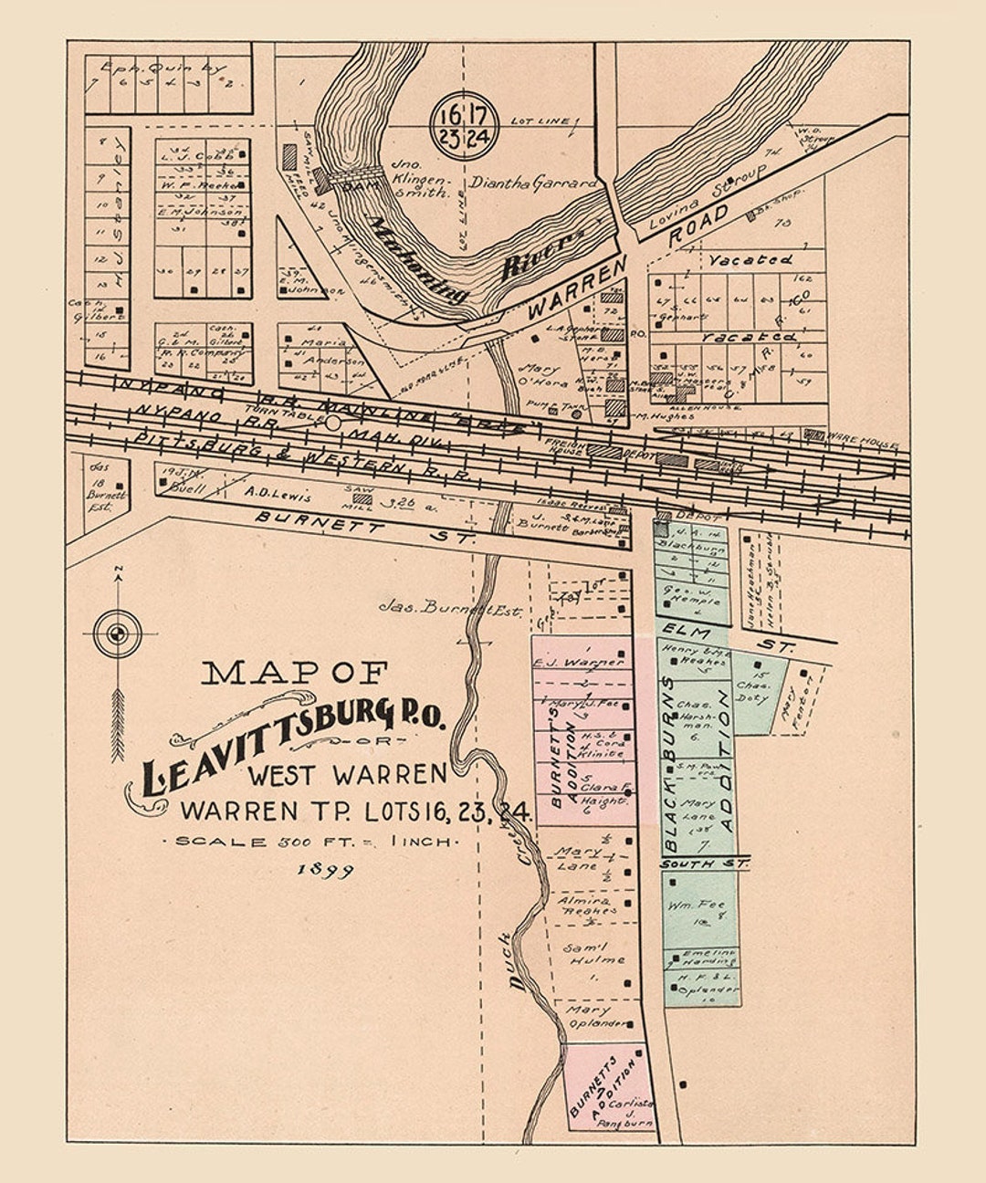 1899 Map of Leavittsburg Trumbull County Ohio Etsy