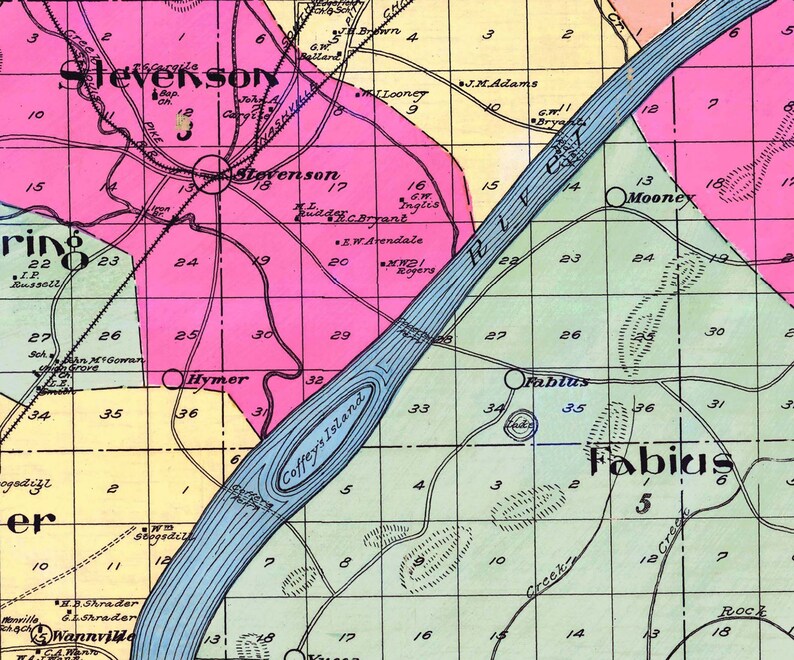 1907 Map of Jackson County Alabama Etsy