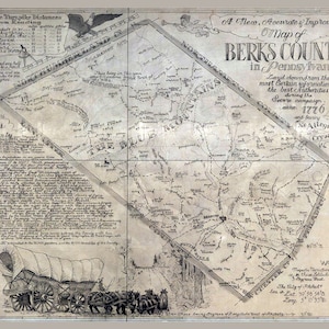 1776 Mapa del condado de Berks, Pensilvania