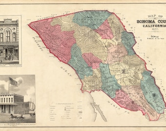 1877 Map of Sonoma County California