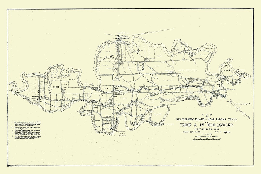 1916 Map of San Elizario Island Fabens Texas Etsy
