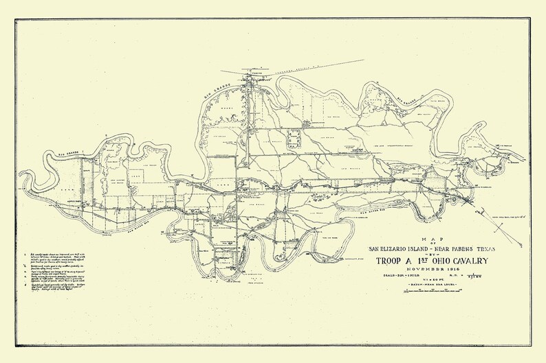 1916 Map of San Elizario Island Fabens Texas Etsy