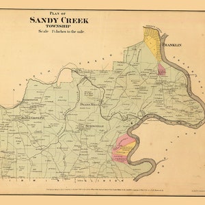 1865-Karte der Ölregion Sandy Creek Township im Venango County in Pennsylvania
