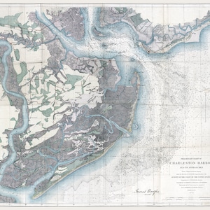 1858 Seekarte vom Hafen von Charleston South Carolina