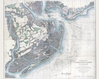 1858 Nautical Map of Charleston Harbor South Carolina