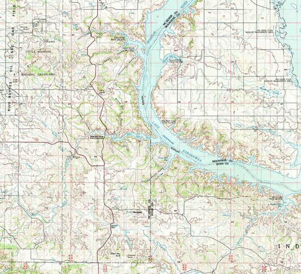 1982 Topo Map of Parshall North Dakota Quadrangle Lake Etsy