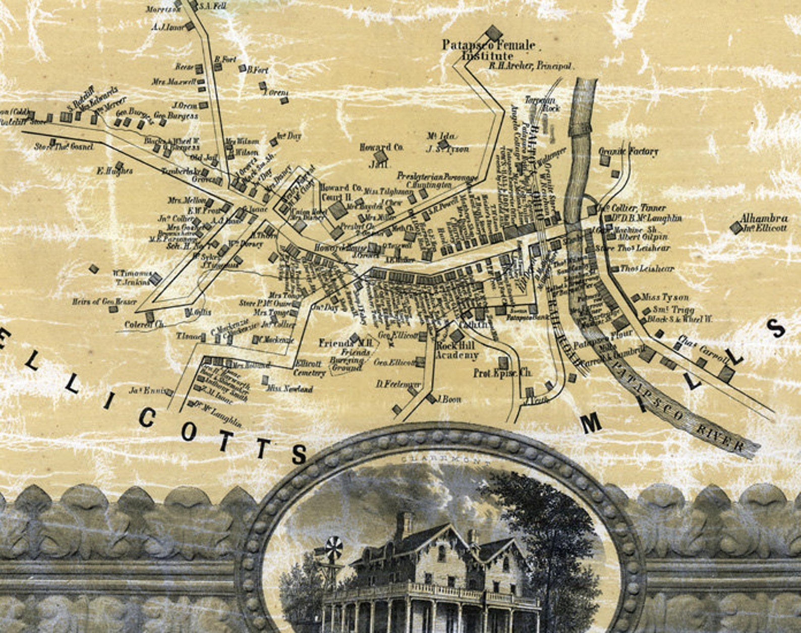 1860 Map of Howard County Maryland With Homeowner Names Etsy