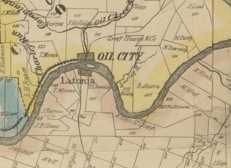 1865 Map of Venango County Pennsylvania Oil Regions Etsy