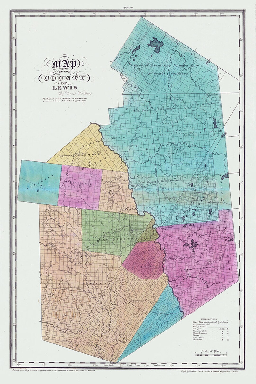 1829 Map of Lewis County New York - Il 1080xN.2821472950 Hgde