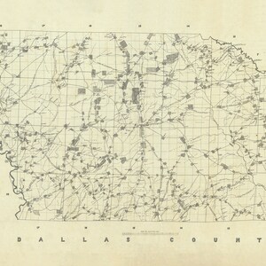 1865 Map of Dallas County Texas