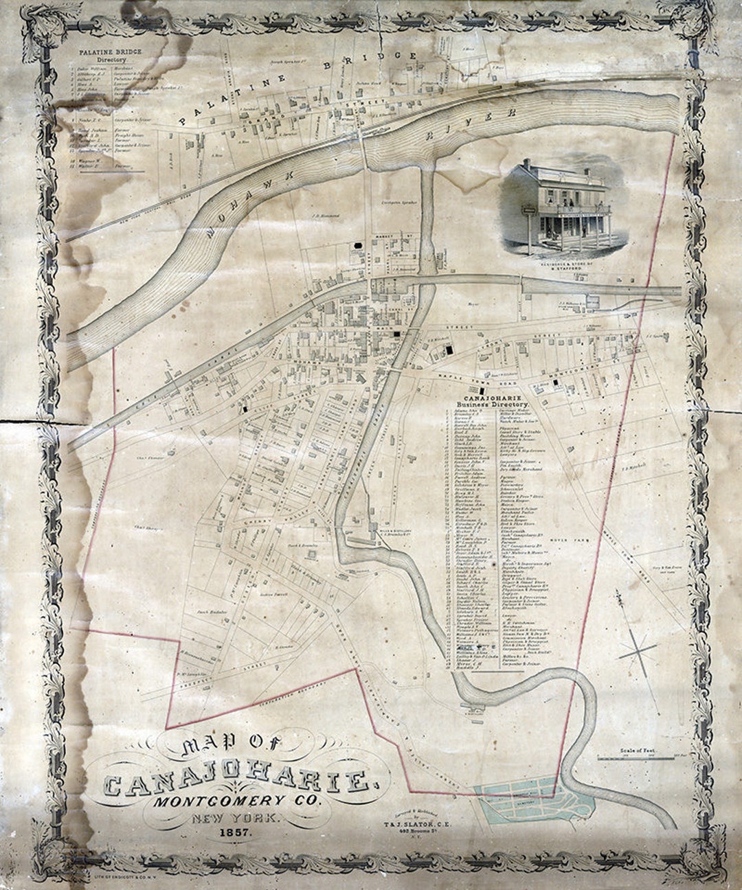 1857 Map of Canajoharie Montgomery County New York Etsy
