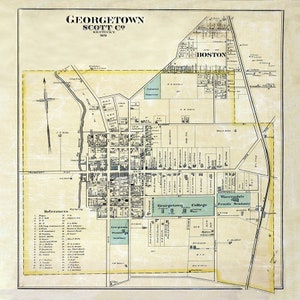 1879 Map of Georgetown Scott County Kentucky