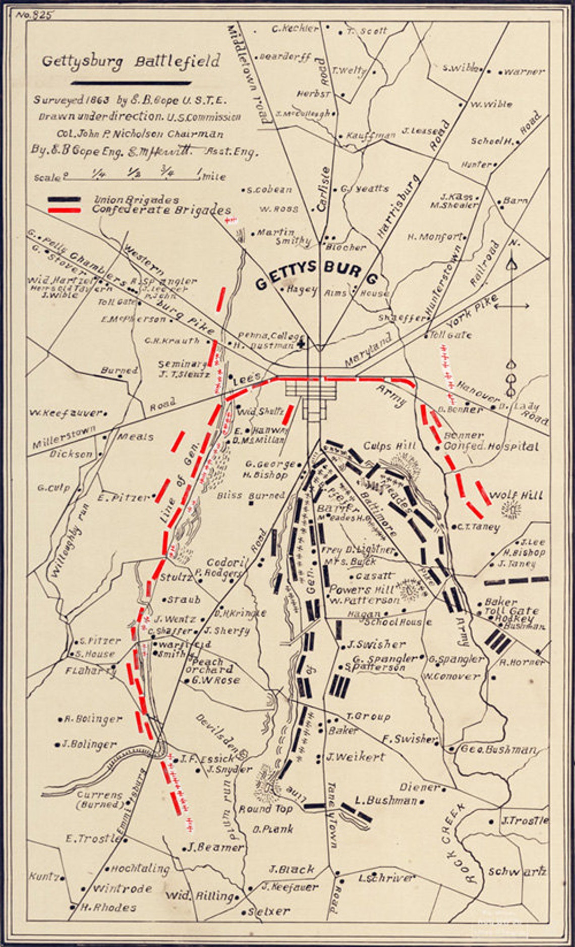1863-map-of-gettysburg-civil-war-battlefield-adams-county-etsy
