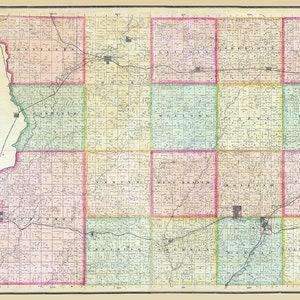 Carte de la limite des fermes de 1884 dans le comté de Sioux, Iowa