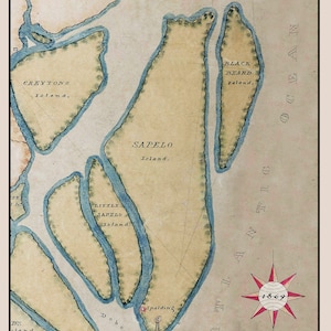 1869 Mapa de la isla de Barba Negra y la isla de Sapelo Georgia