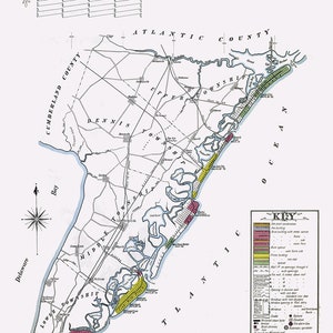 Carte de 1909 de la côte du New Jersey