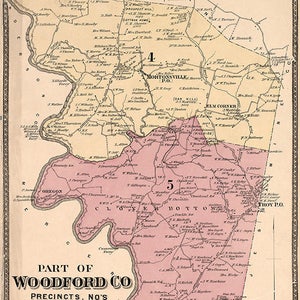 1877, carte du comté de Middle Woodford, Kentucky