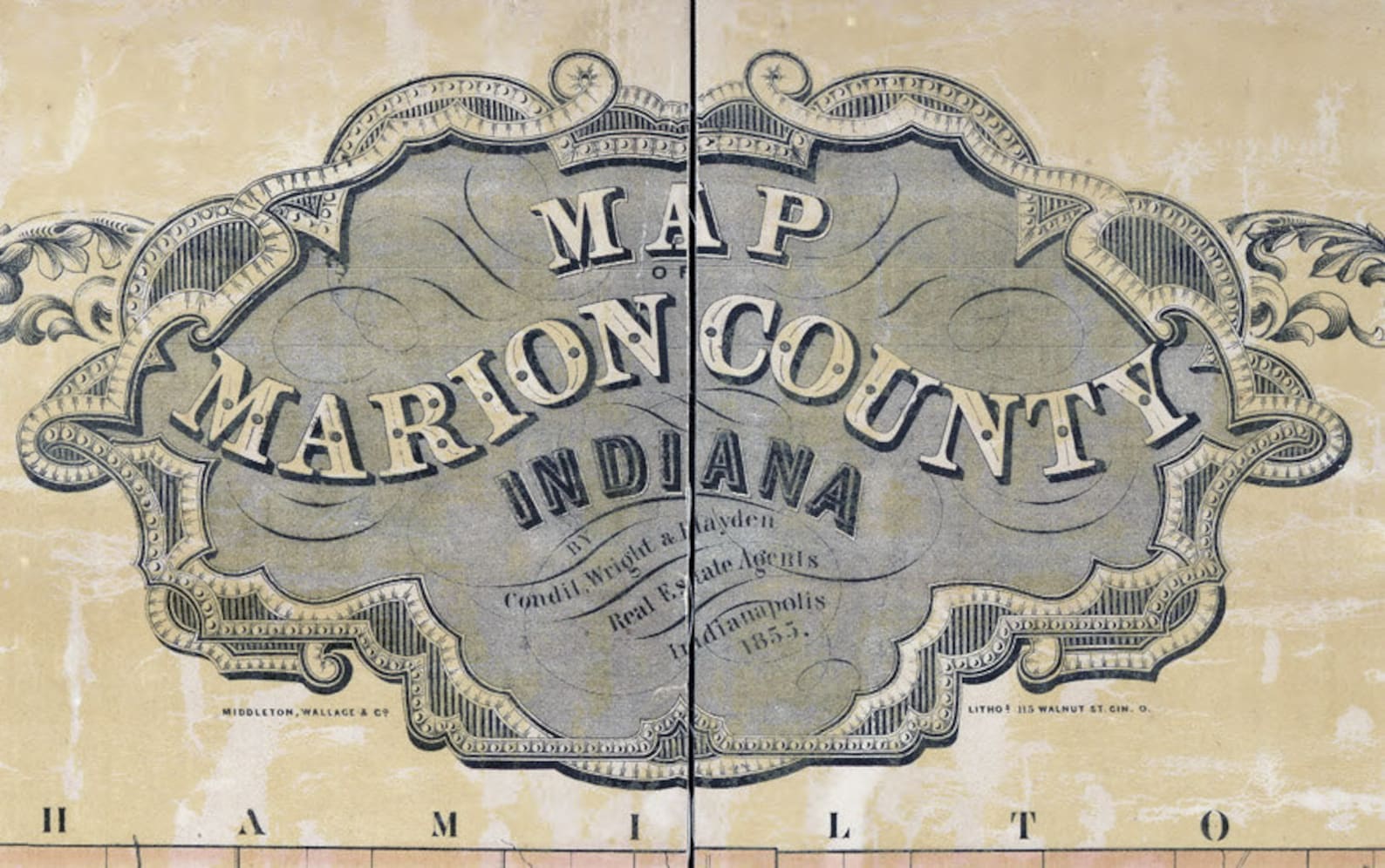 1855 Farm Line Map of Marion County Indiana Indianapolis Etsy