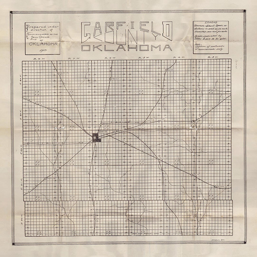 1909 Map of Garfield County Oklahoma Etsy